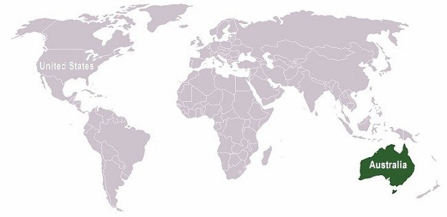 Australia on the world map